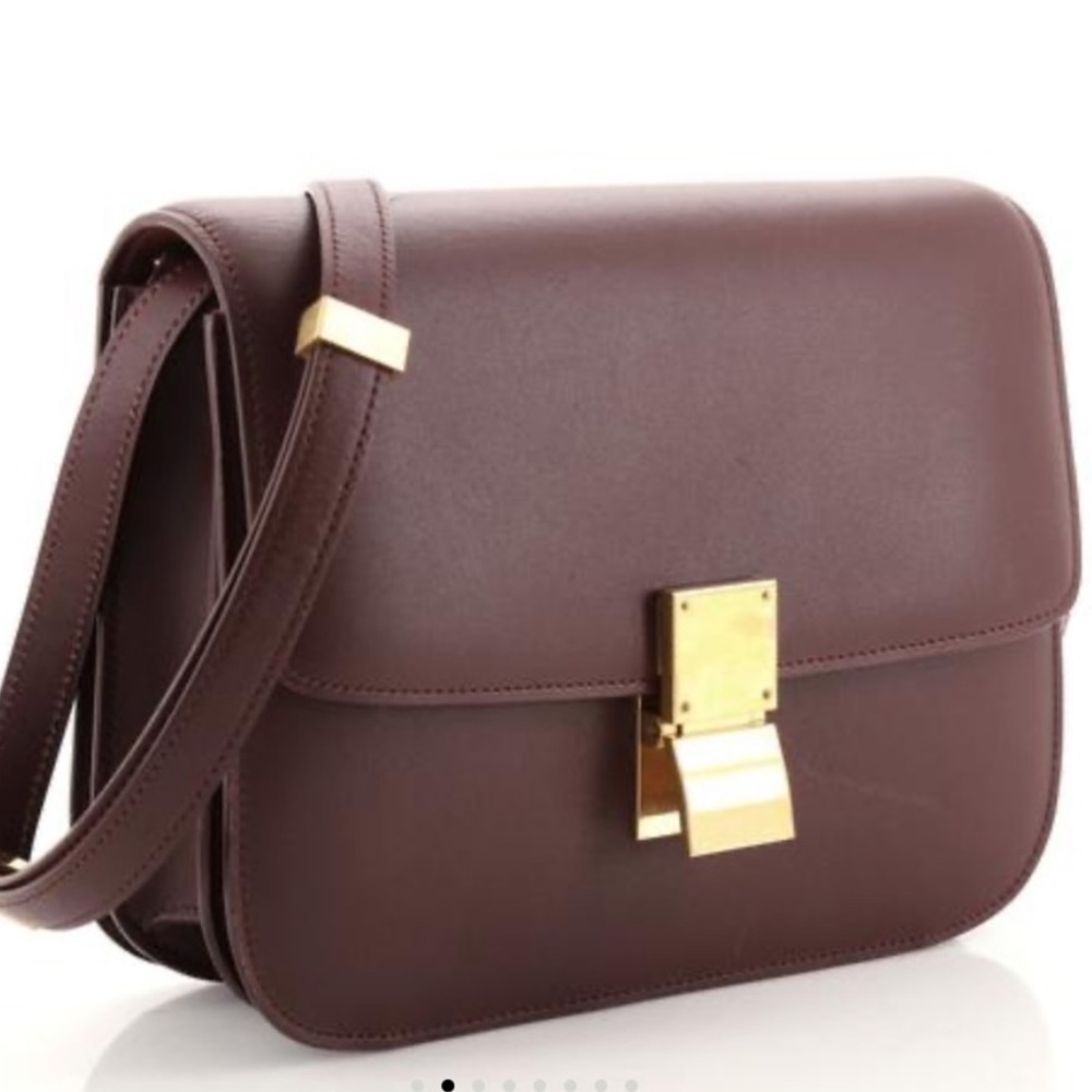 Celine box classic burgundy crossbody handbag